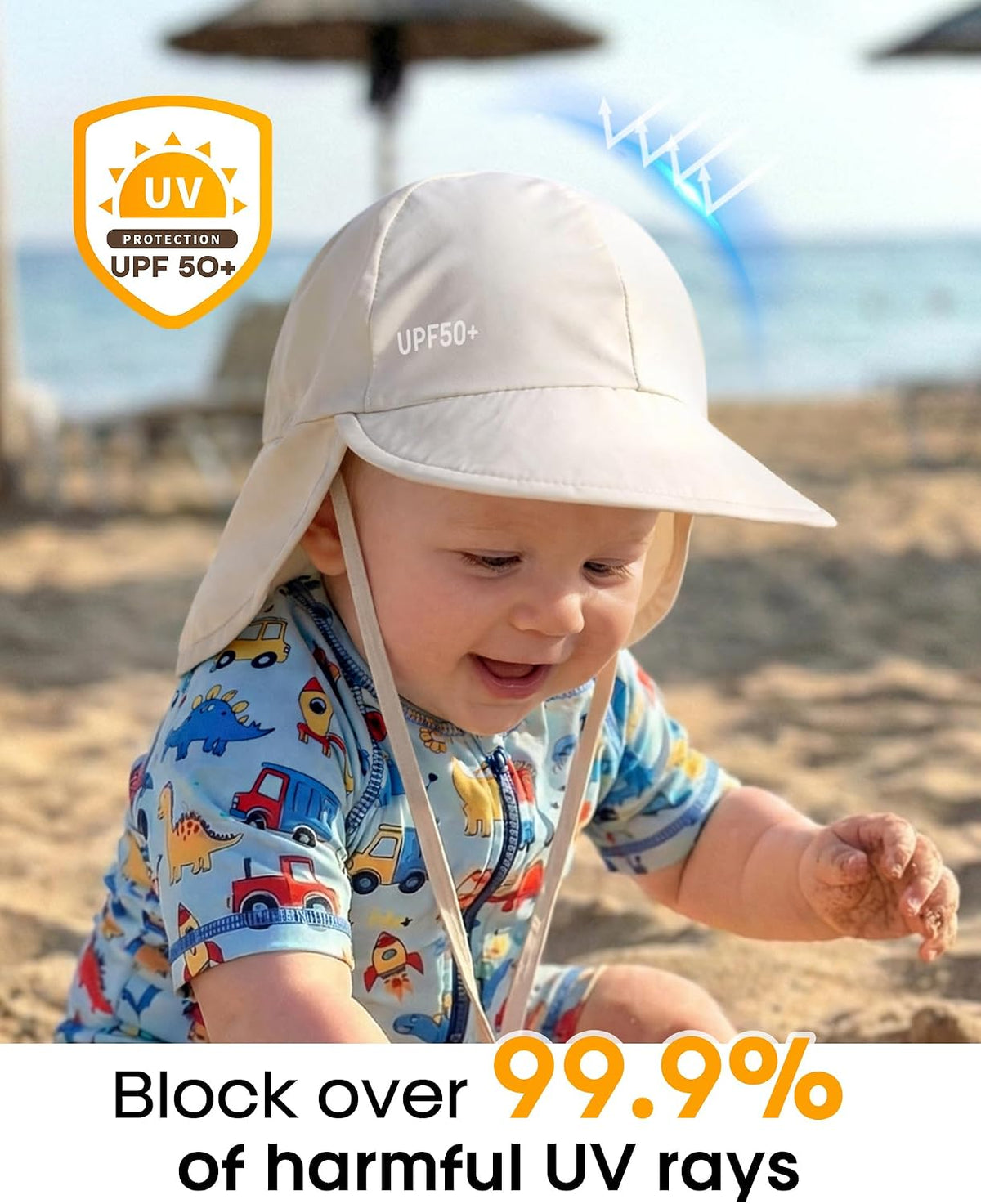 FURTALK Baby Sun Hat with Neck Flap UPF 50+ Toddler Quick Dry Swim Hat