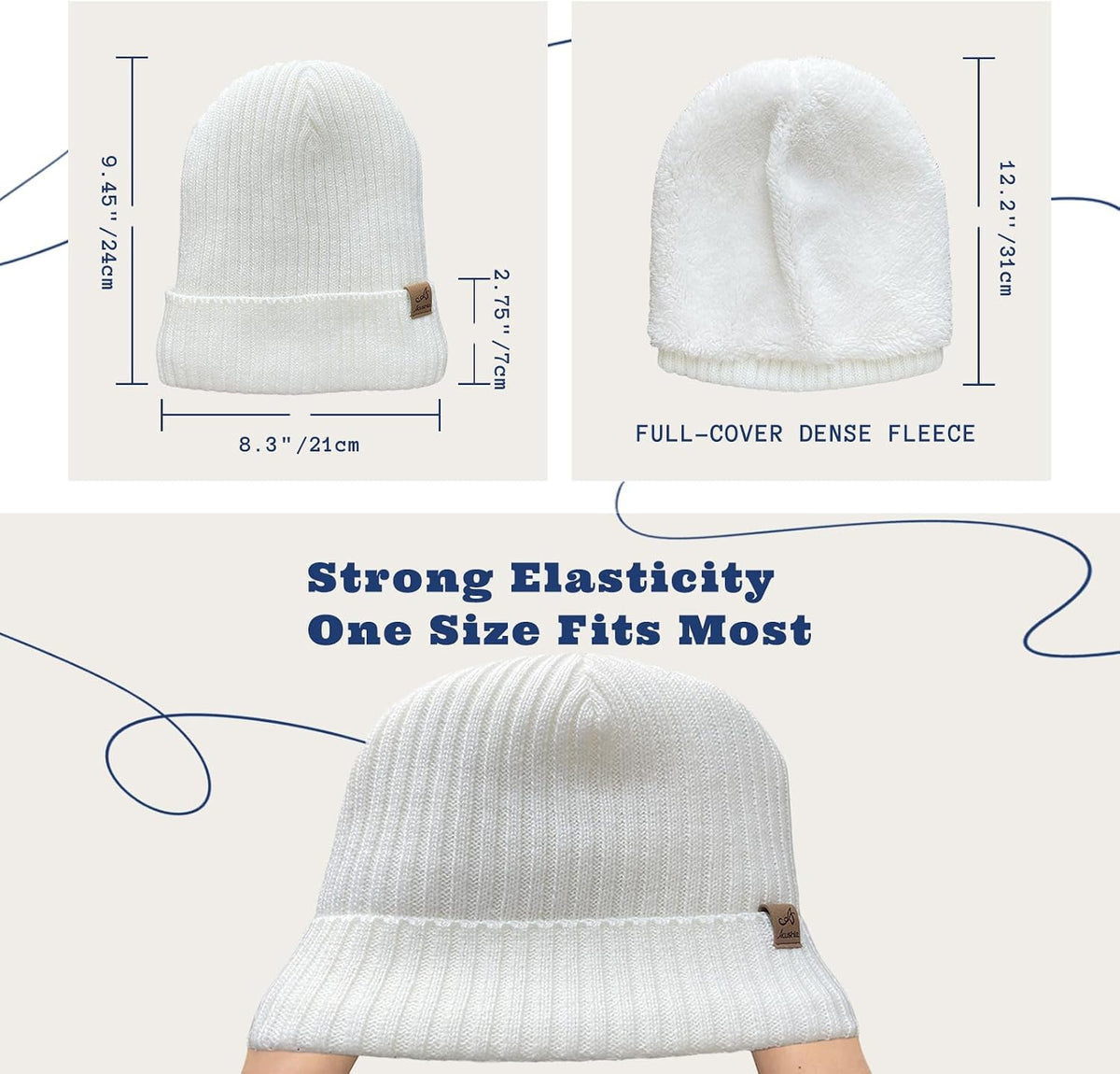 ACUSHLA Waterproof Windproof Winter Hat for Men Women Fleece-Lined Beanie
