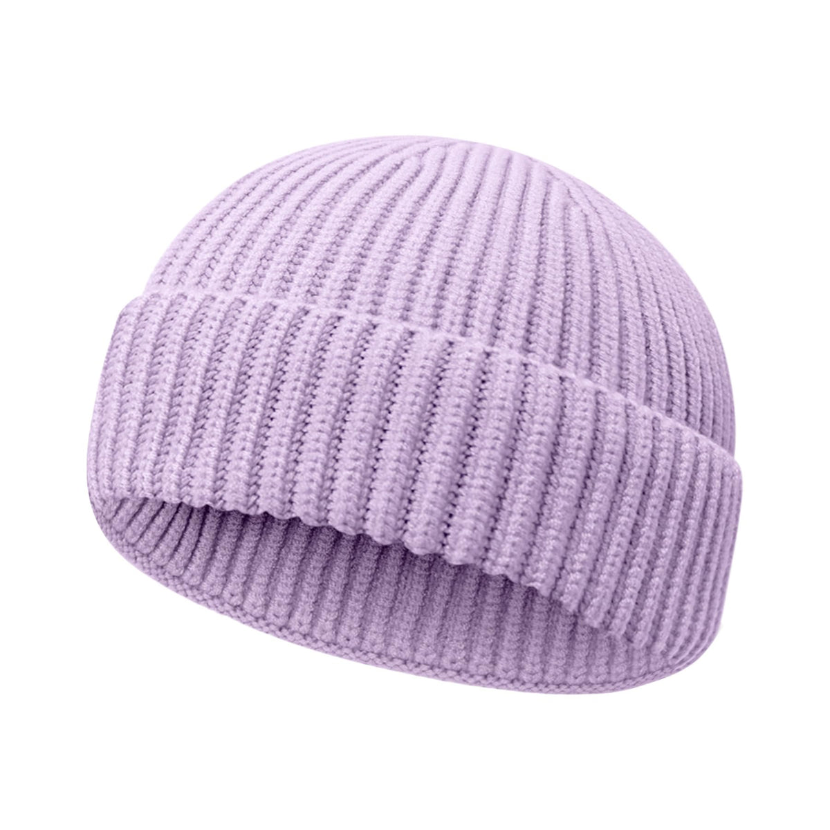 Wool Fisherman Beanies for Men Women Short Cuff Knit Beanie
