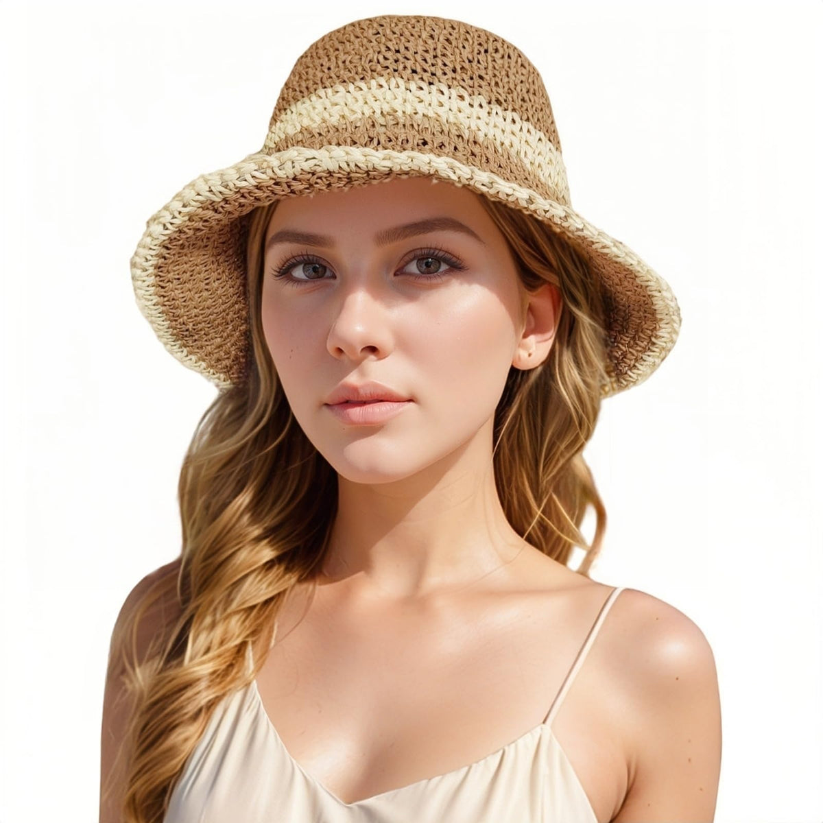 Floppy Big Beach Straw Hats for Women Foldable Summer Wide Brim Packable Sun Hat Womens Travel Straw Fedora Hat
