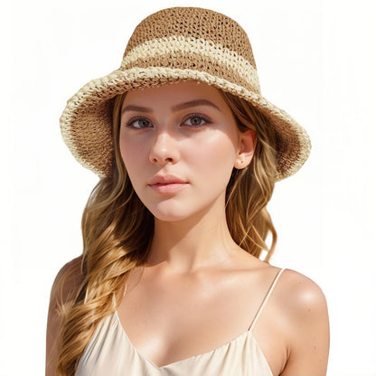 Floppy Big Beach Straw Hats for Women Foldable Summer Wide Brim Packable Sun Hat Womens Travel Straw Fedora Hat