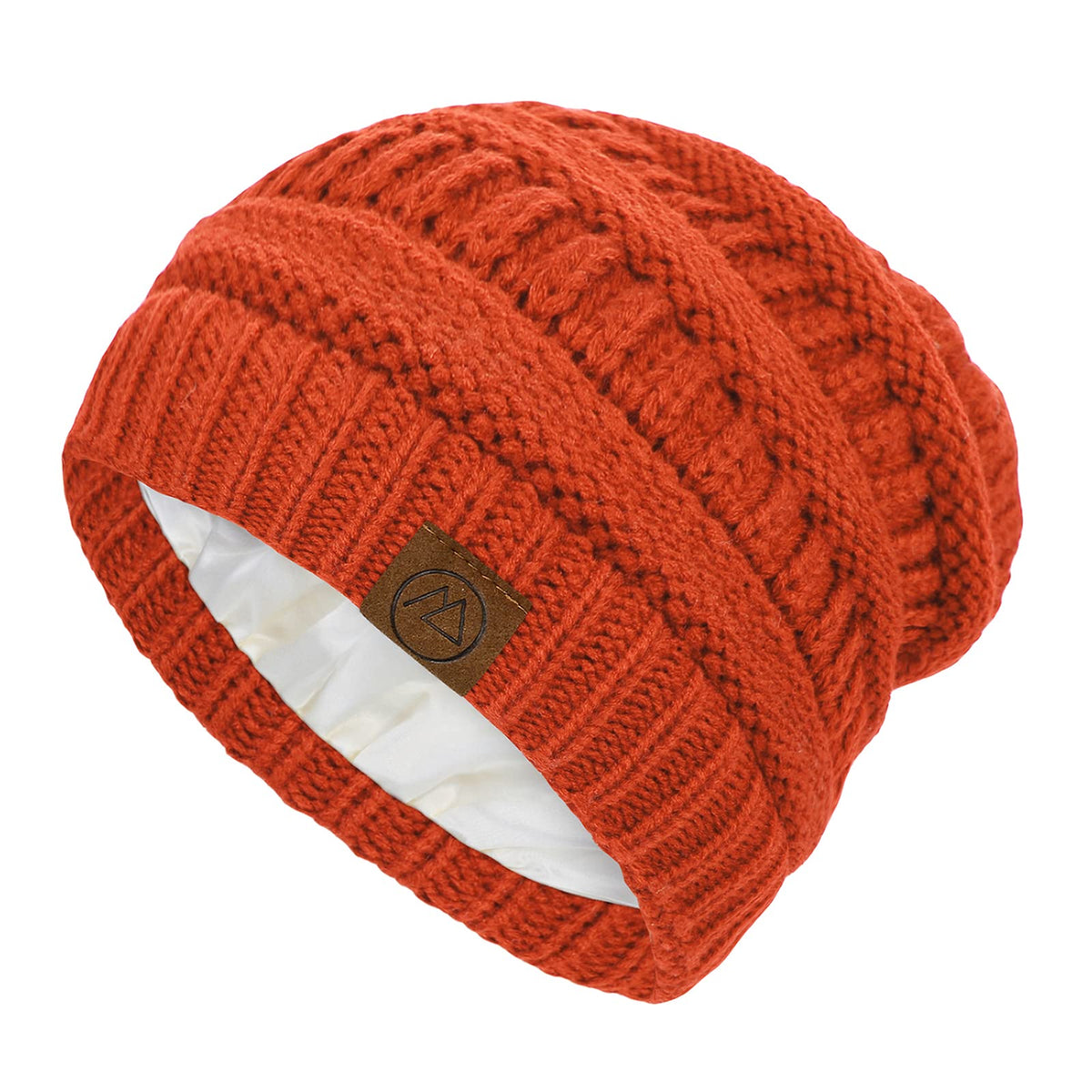 Beanies Women Satin Lined Beanie Winter Hats for Women Silk Lined Slouchy Beanie for Winter Warm Knit Cuffed Beanie Hat