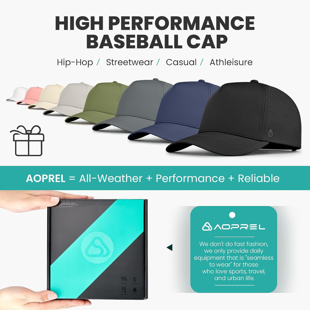 AOPREL Baseball Cap for Men Women Waterproof Quick Dry Performance Hat S-L