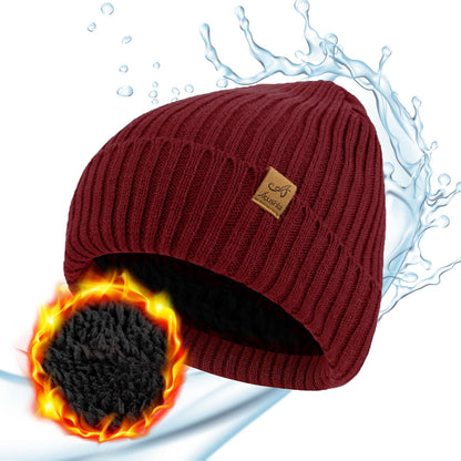 ACUSHLA Waterproof Windproof Winter Hat for Men Women Fleece-Lined Beanie