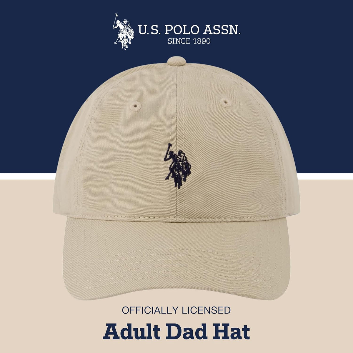 U.S. Polo Assn. Baseball Cap, 100% Cotton Adjustable Dad Hat with Small Pony Logo