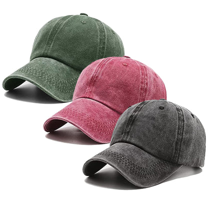 3 Pack Washed Plain Vintage Baseball Cap Cotton Adjustable Twill Bulk Low Profile Classic Dad Hat for Men/Women
