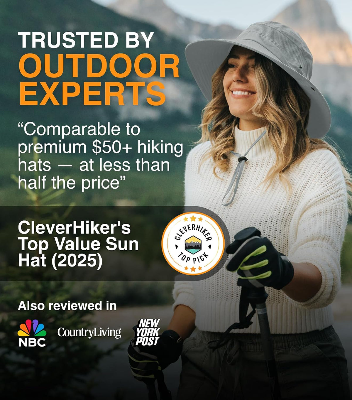 GearTOP Safari Hat for Men Sun Hats for Women UV Protection UPF 50+ Fishing, Gardening, Hiking Hat (22-23 1/2")