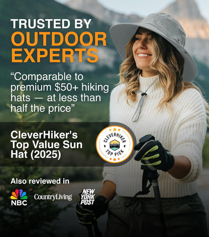 GearTOP Safari Hat for Men Sun Hats for Women UV Protection UPF 50+ Fishing, Gardening, Hiking Hat (22-23 1/2")