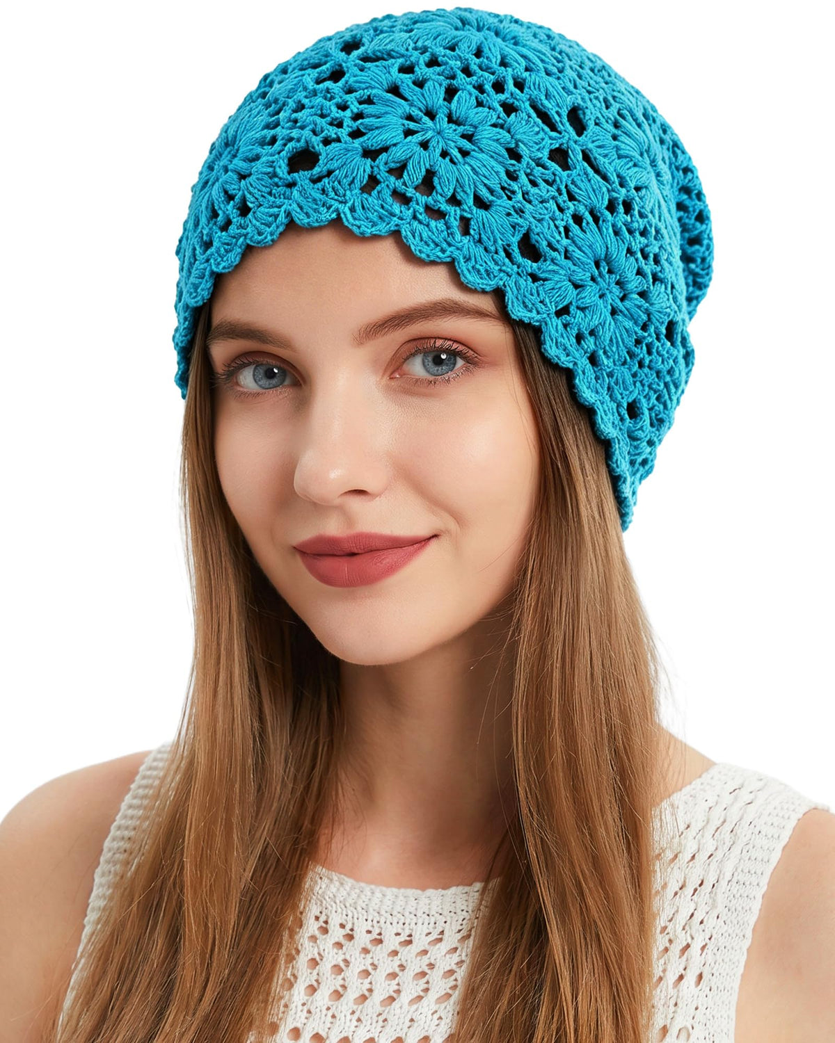 Ababalaya Women's 100% Cotton Handmade Crochet Hat Boho Beanie