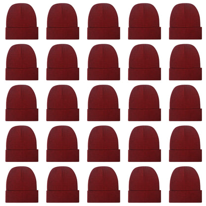 25 Pack Winter Beanie Hats Bulk for Men Women, Wholesale Knit Beanies Cold Weather Skull Caps