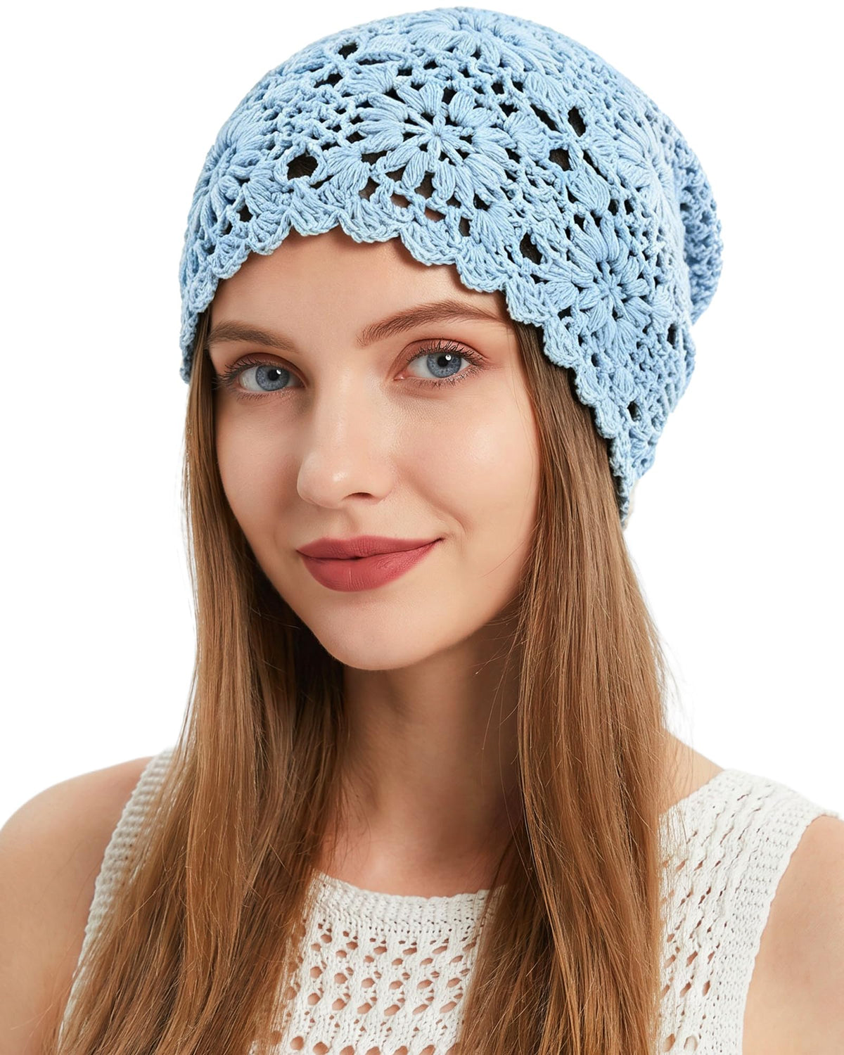 Ababalaya Women's 100% Cotton Handmade Crochet Hat Boho Beanie