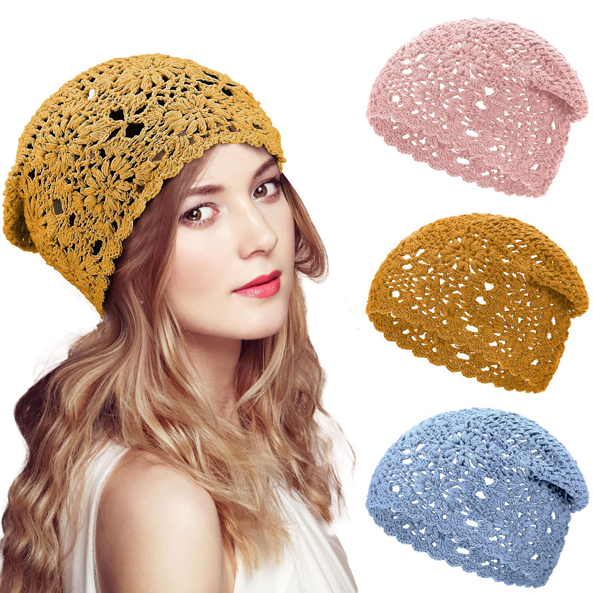 JenPen 4 Pcs Women Crochet Slouchy Beanie Hat