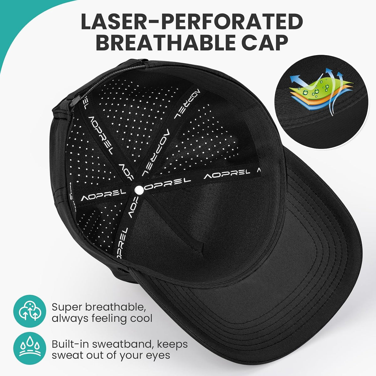 AOPREL Baseball Cap for Men Women Waterproof Quick Dry Performance Hat S-L