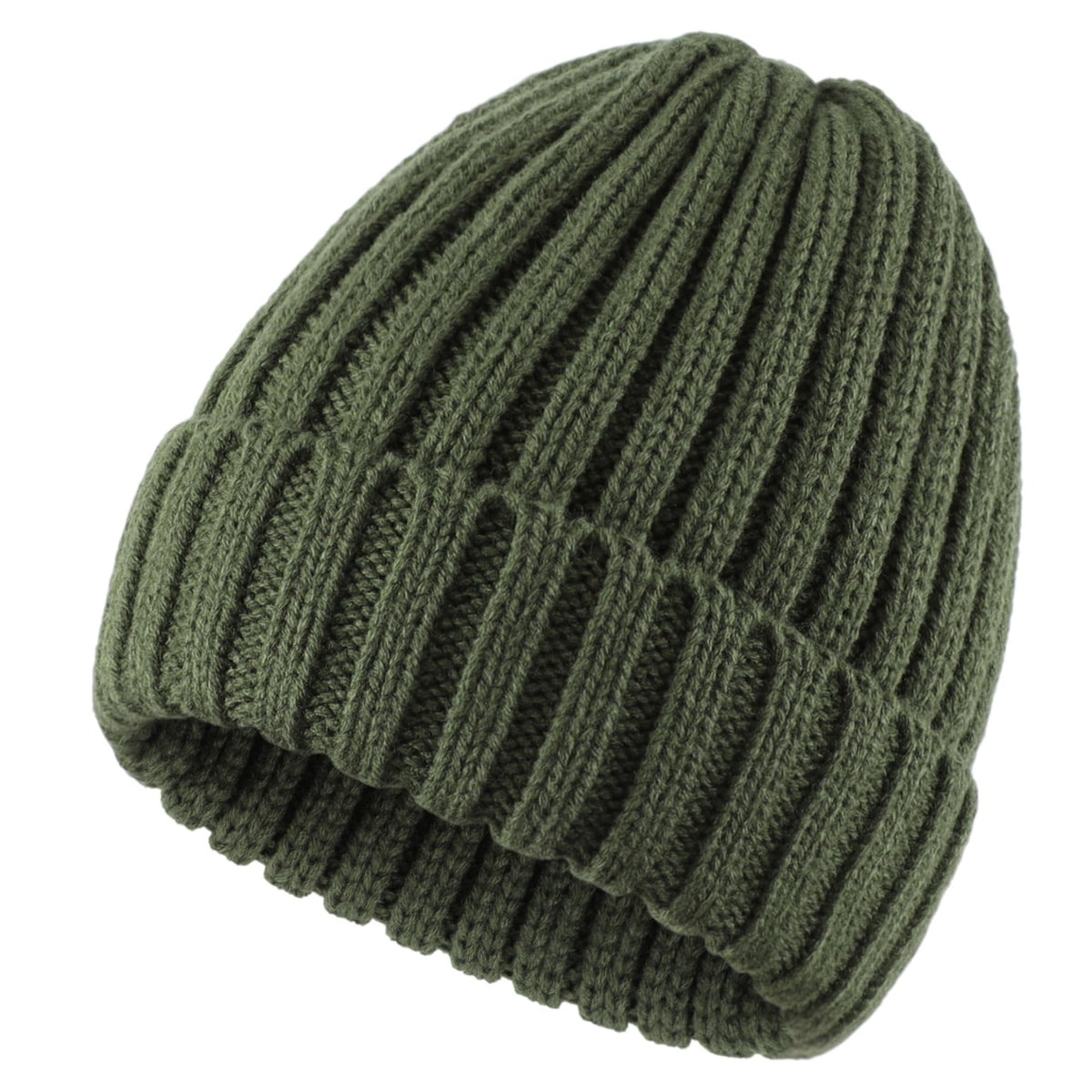 Connectyle Women's Rib Knit Cuffed Beanie Hat Stretch Acrylic Winter Hat Thick Warm Snow Ski Cap