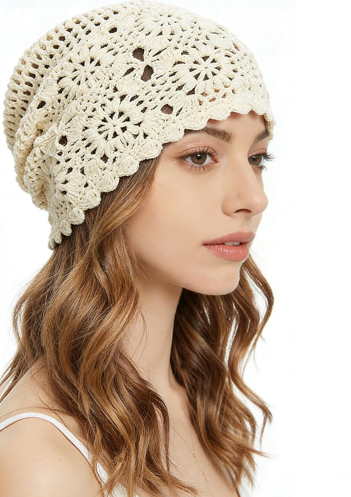 Crochet Hat for Women Cotton Slouchy Beanie Knitted Handmade Skull Cap for Travel Daily Wear