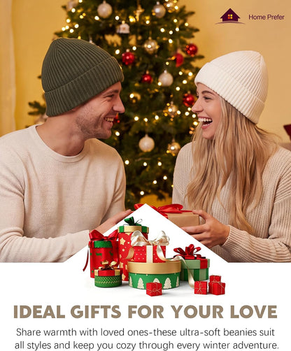 Home Prefer Rib Knit Beanie Hat for Men and Women Cuffed Beanie Winter Hat