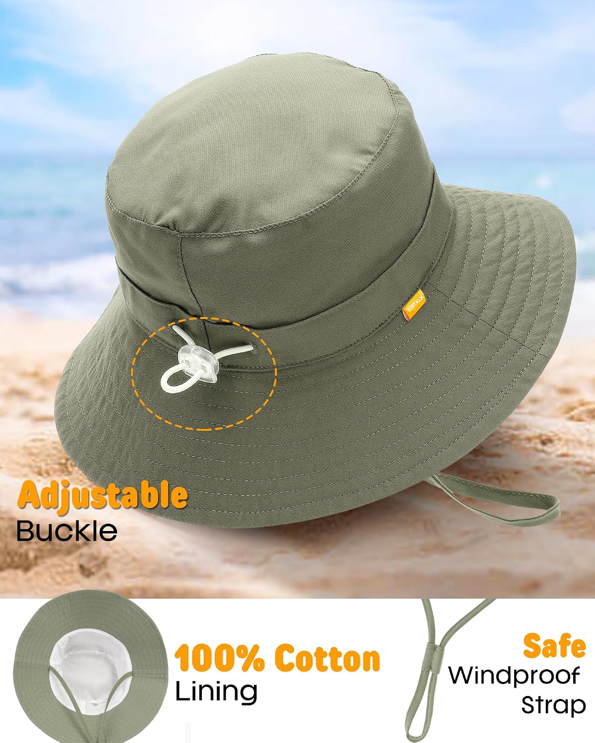 FURTALK Baby Sun Hat Toddler Bucket Hat Beach Smile Face UPF 50+