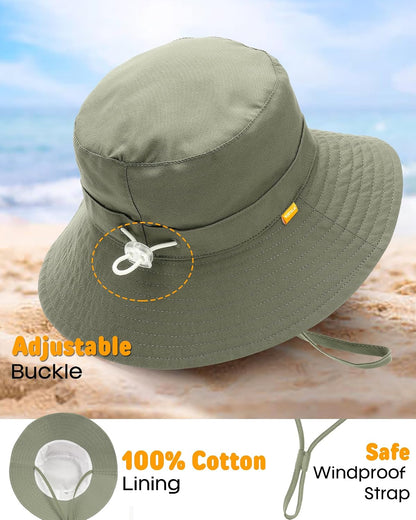 FURTALK Baby Sun Hat Toddler Bucket Hat Beach Smile Face UPF 50+
