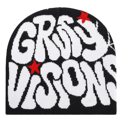 Men Women Y2K Beanies Gothic Graphic Knitted Hat Winter Warm Beanies Casual Outdoor Skull Cap