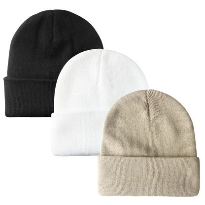 PFFY Unisex Beanie Hats for Men Women Plain Knit Winter Beanies Warm Hat