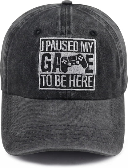 I Paused My Game to Be Here Hat for Men Women, Funny Gamer Baseball Cap