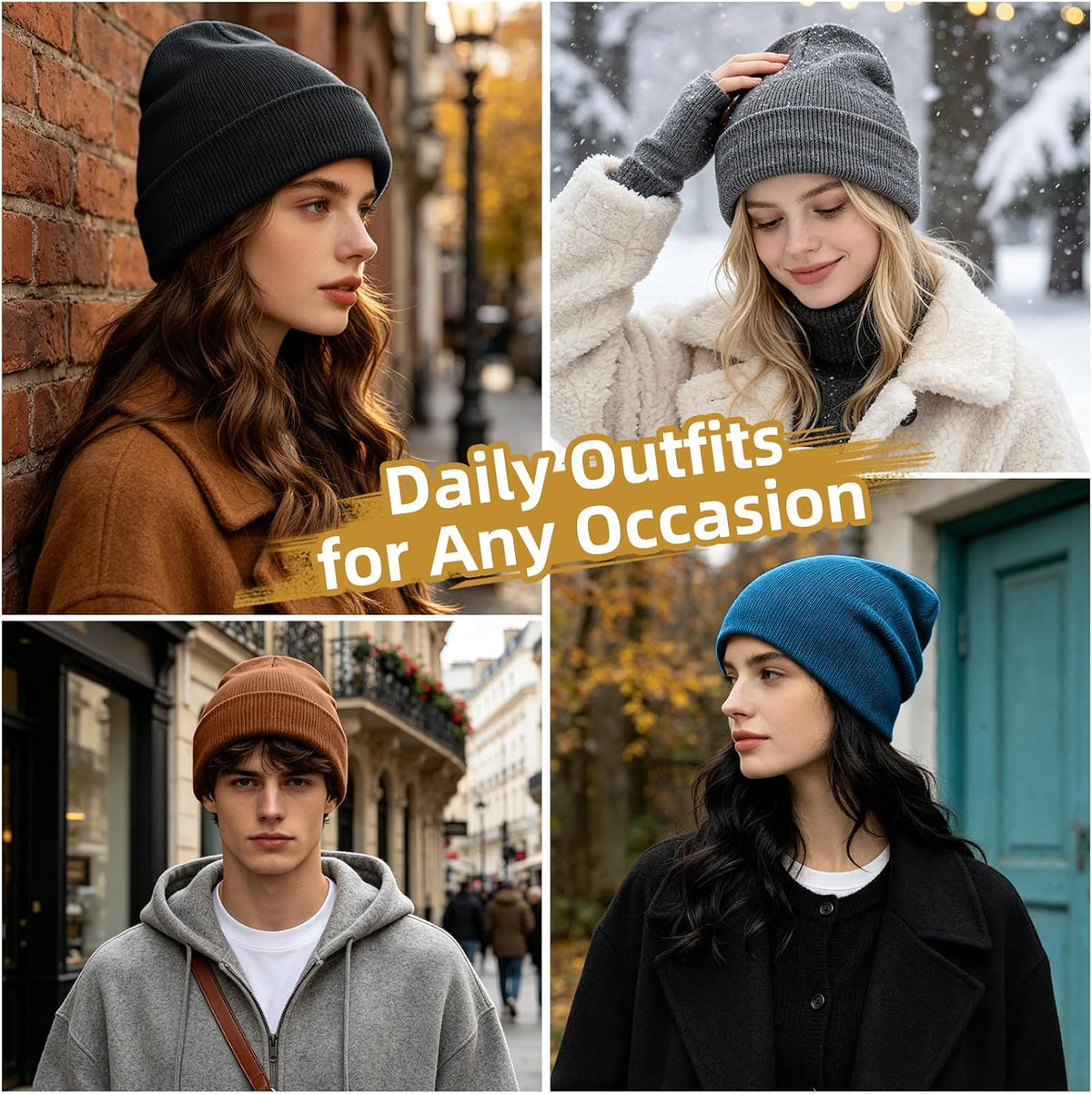 ZOORON Beanie for Men Women Slouchy Winter Beanie Hats Cuffed Skull Caps