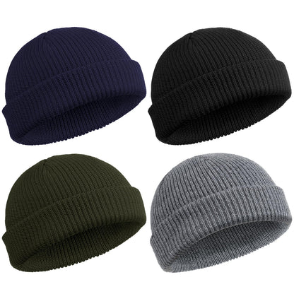 SATINIOR 4 Pieces Trawler Beanie Watch Hat Roll up Edge Skullcap Fisherman Beanie Unisex
