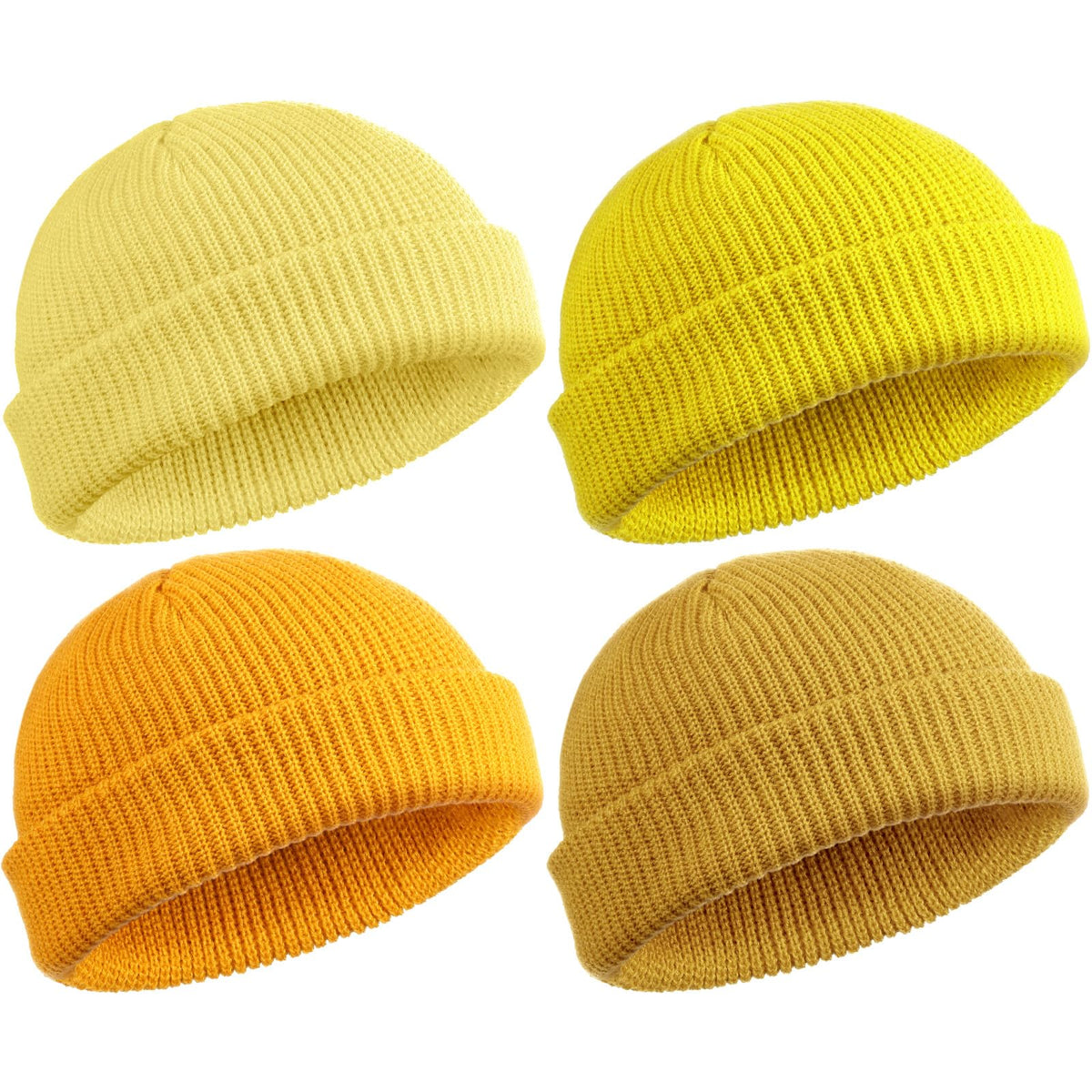 SATINIOR 4 Pieces Trawler Beanie Watch Hat Roll up Edge Skullcap Fisherman Beanie Unisex