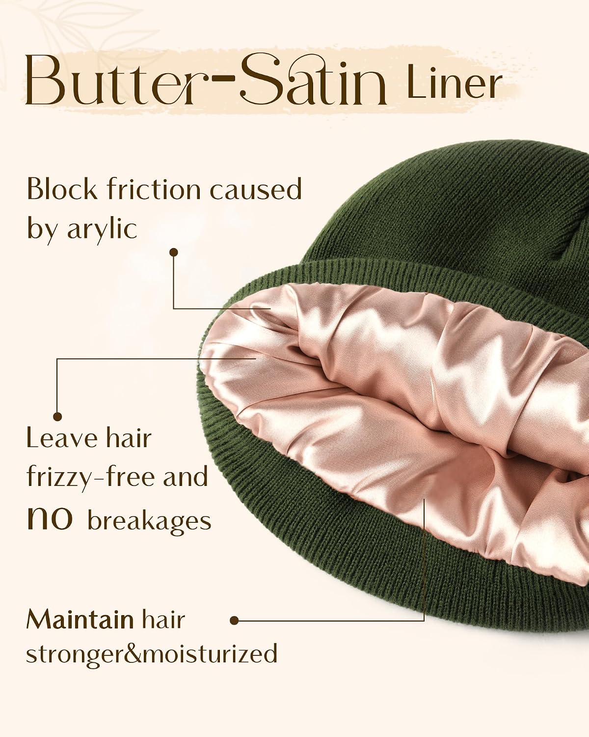 YANIBEST Satin Lined Beanie for Women, Reduce Frizz Winter Hats