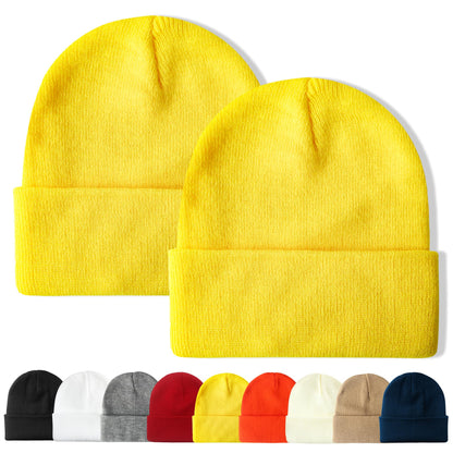 PFFY Unisex Beanie Hats for Men Women Plain Knit Winter Beanies Warm Hat
