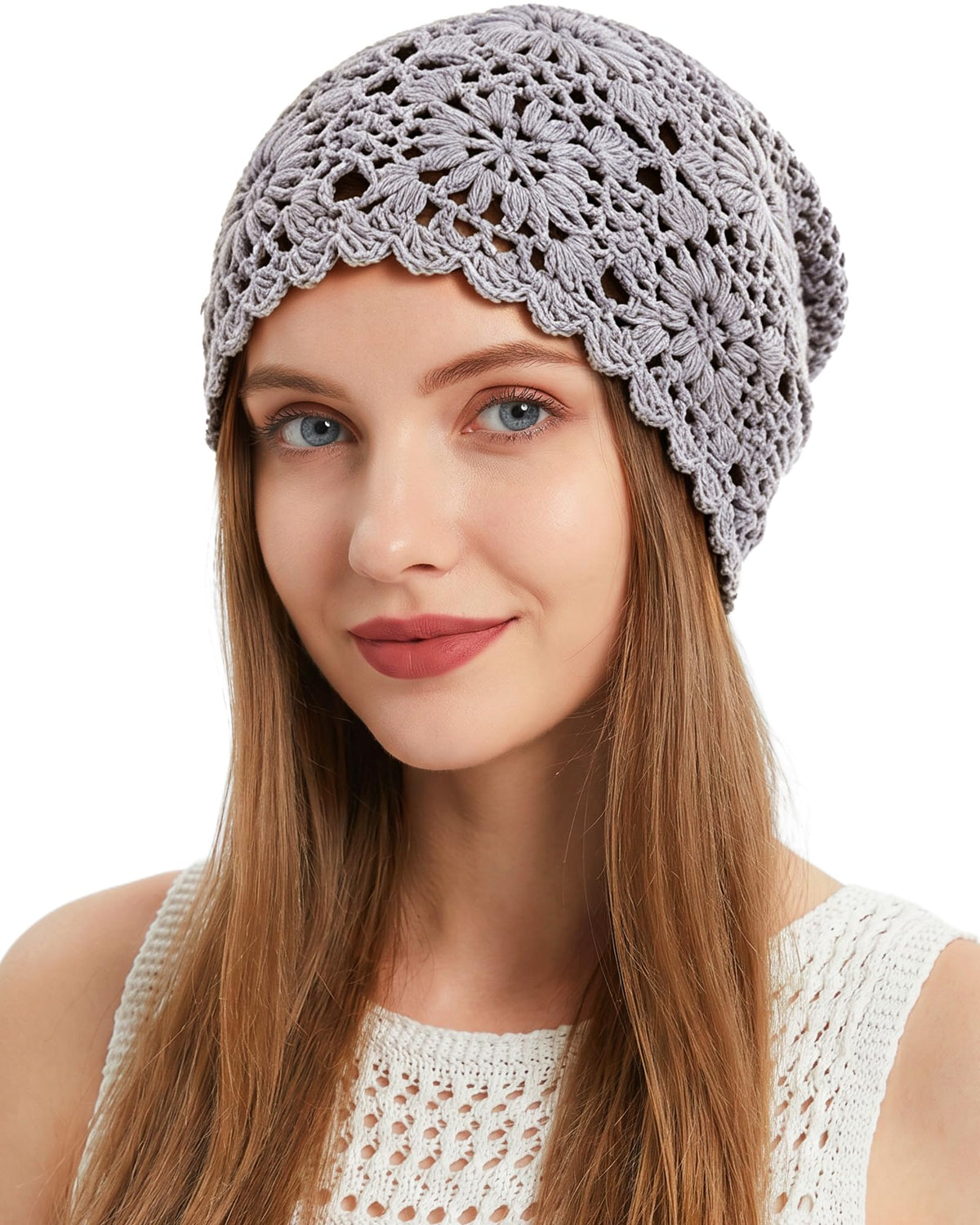 Ababalaya Women's 100% Cotton Handmade Crochet Hat Boho Beanie