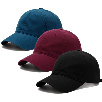 3 Pack Washed Plain Vintage Baseball Cap Cotton Adjustable Twill Bulk Low Profile Classic Dad Hat for Men/Women