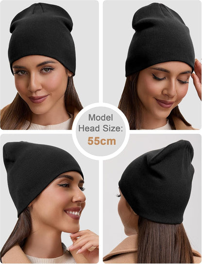 vidsel 100% Cotton Beanie Hat for Men Women, Soft Cuffless Knit Skull Cap