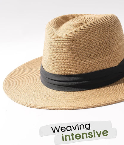 FURTALK Womens Mens Wide Brim Straw Panama Hat Fedora Summer Beach Sun Hat