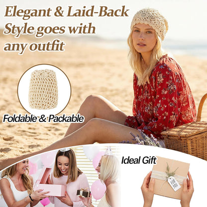 Ababalaya Women's 100% Cotton Handmade Crochet Hat Boho Beanie