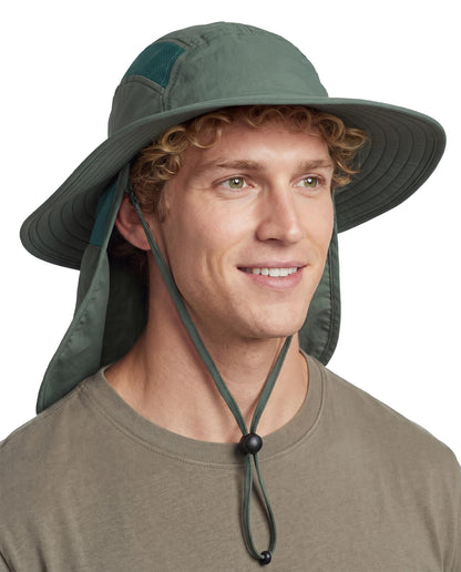 Home Prefer UPF 50+ Sun Hat with Neck Flap Wide Brim Fishing Hat for Men