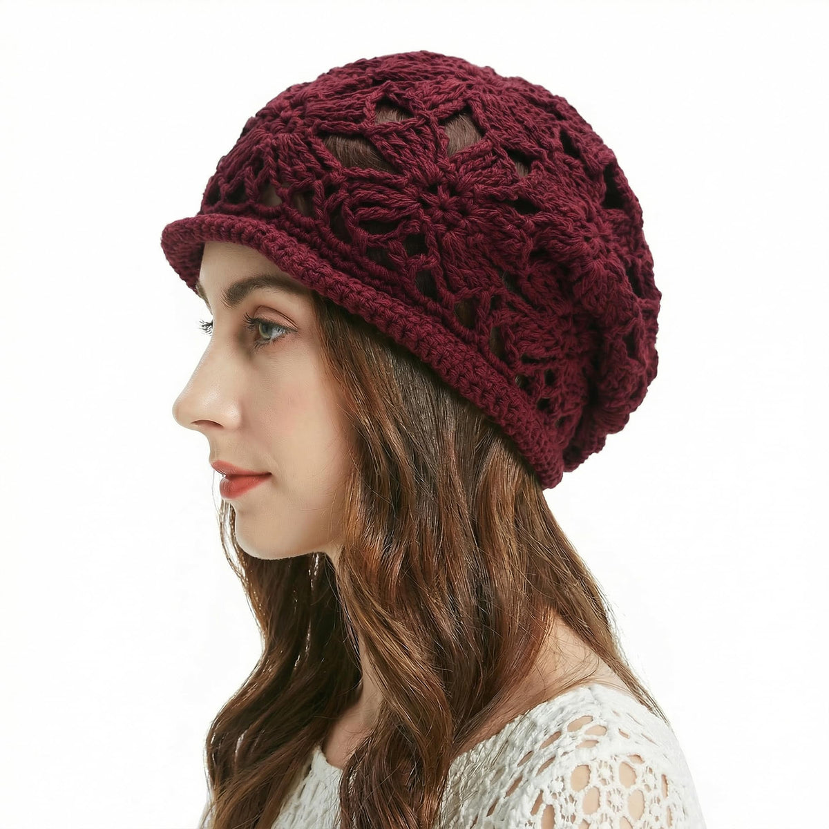 ZLYC Women Cotton Crochet Slouchy Beanie Hat Handmade Knit Summer Skull Cap