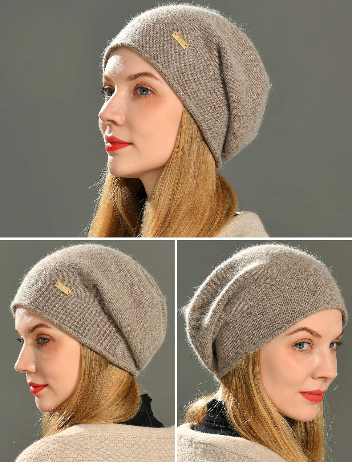 jaxmonoy Slouchy Knit Beanie Hat for Women Winter Soft Warm Ladies Laightweight Slouch Knitted Skull Beanies Cap