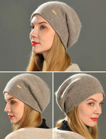 jaxmonoy Slouchy Knit Beanie Hat for Women Winter Soft Warm Ladies Laightweight Slouch Knitted Skull Beanies Cap
