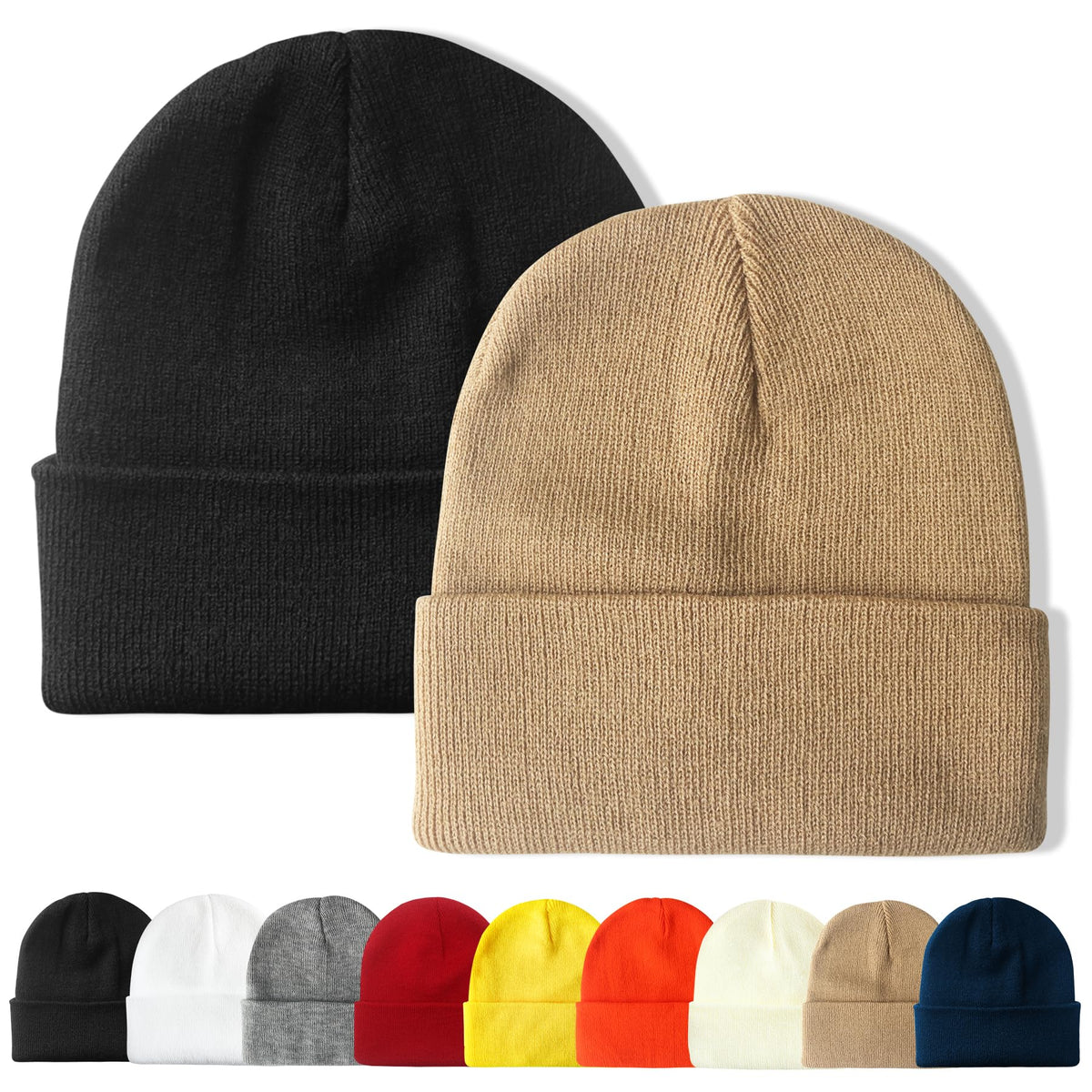 PFFY Unisex Beanie Hats for Men Women Plain Knit Winter Beanies Warm Hat
