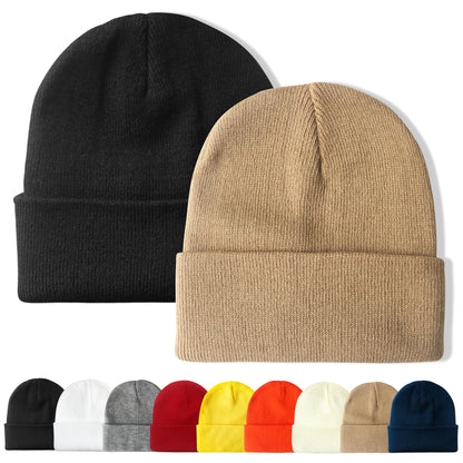 PFFY Unisex Beanie Hats for Men Women Plain Knit Winter Beanies Warm Hat