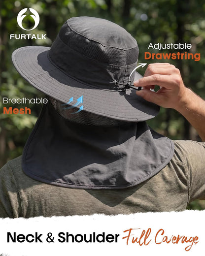 FURTALK Sun Hats for Men Women Fishing Hat with Neck Flap UPF Protection