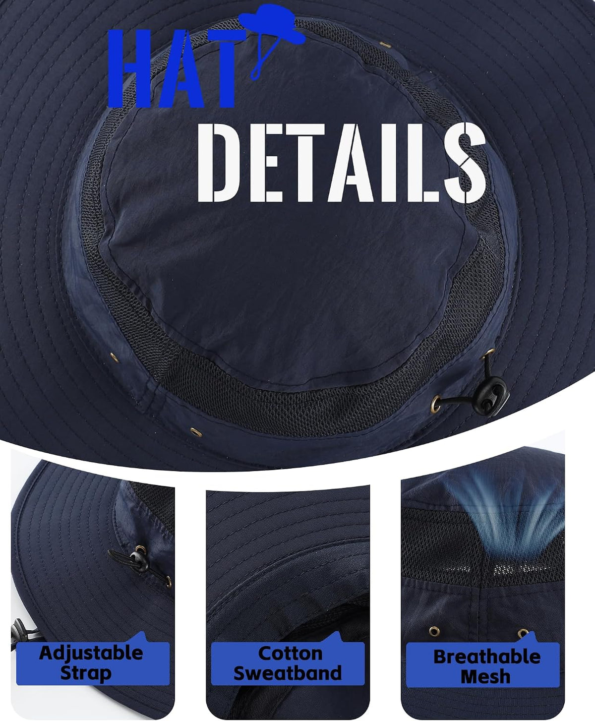 Home Prefer UPF 50+ Men's Sun Hat Wide Brim Bucket Hat UV Protection Hat for Mens Womens Beach Safari Gardening Golf Fishing