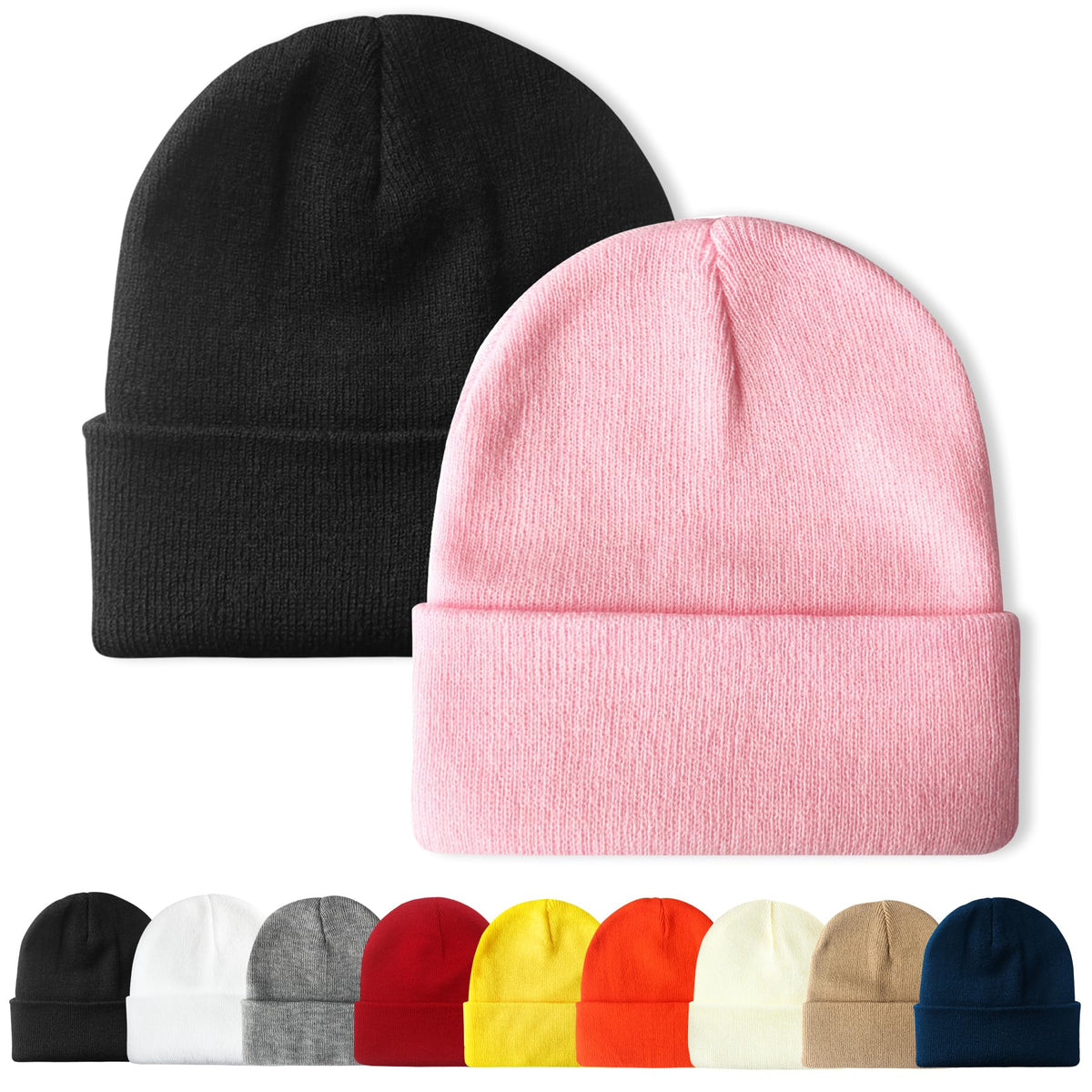 PFFY Unisex Beanie Hats for Men Women Plain Knit Winter Beanies Warm Hat