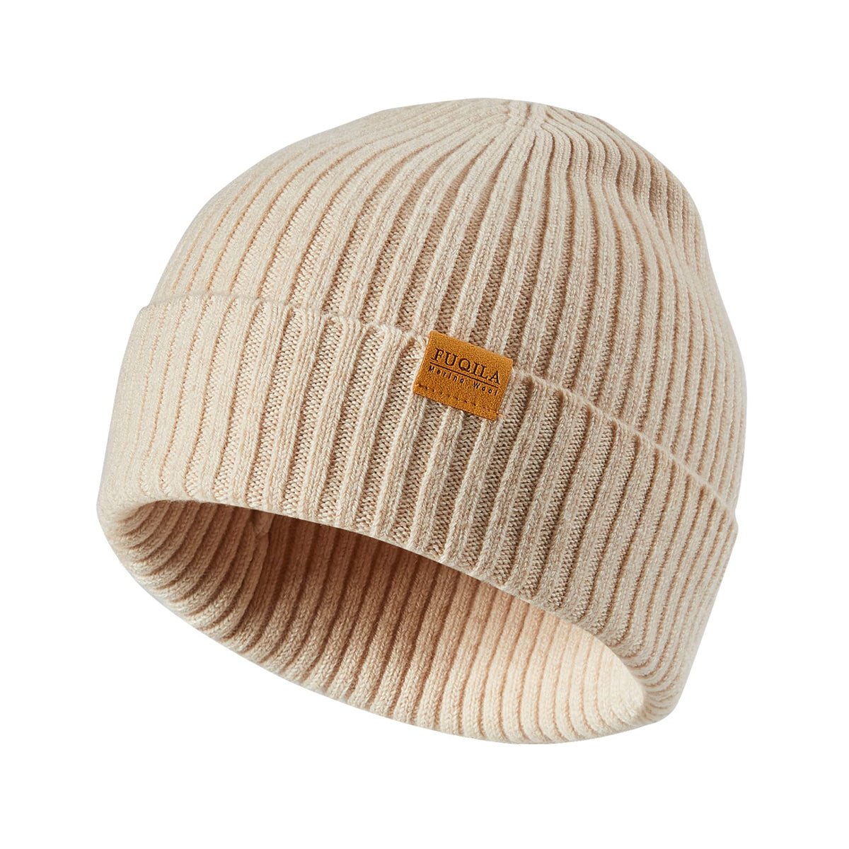 100% Merino Wool Cuff Beanie Hat, Unisex Warm Winter Caps Soft, Breathable & Cozy Stretchy Knitted Cuffed Cap