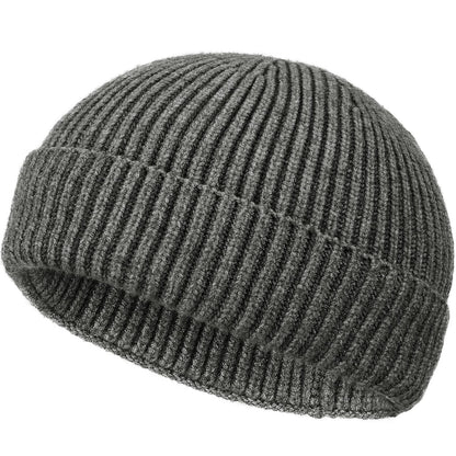 Wool Fisherman Beanies for Men Knit Fall Winter Beanie Hat Skull Cap