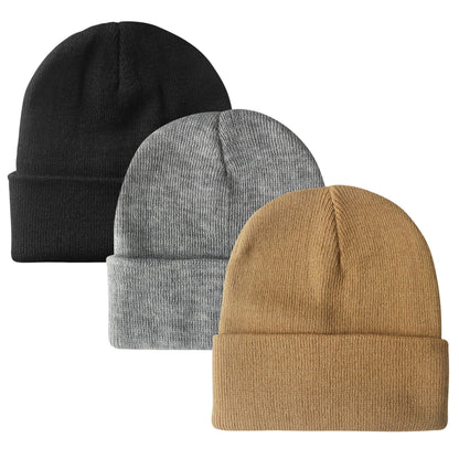 PFFY Unisex Beanie Hats for Men Women Plain Knit Winter Beanies Warm Hat