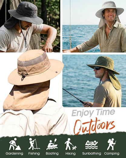 FURTALK Sun Hats for Men Women Fishing Hat with Neck Flap UPF Protection