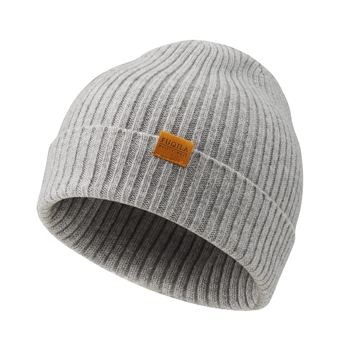 100% Merino Wool Cuff Beanie Hat, Unisex Warm Winter Caps Soft, Breathable & Cozy Stretchy Knitted Cuffed Cap