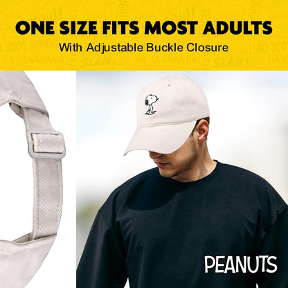 Concept One Unisex Adult Peanuts Snoopy Dad Hat, Adult Cotton Adjustable Baseball Cap with Curved Brim